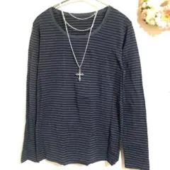 未使用品　無印良品　ボーダー　 グランジダークコア　グレー濃い紫 　Tシャツ