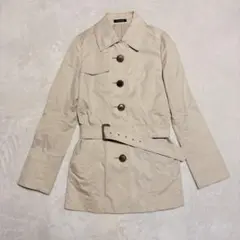 コムサ・デ・モード　ベージュ スプリングコート ウエストベルト付き