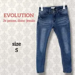 EVOLUTION【S】スキニーデニムパンツ ストレッチ カジュアル ブルー