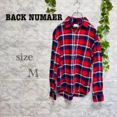 【i24】【BACK NUMAER】赤と青のチェック柄 長袖シャツ 【M】
