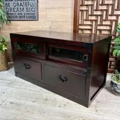 セール中！民芸家具木製ガラス戸付きテレビ台サイドボードTV台チェスト飾り棚桐無垢