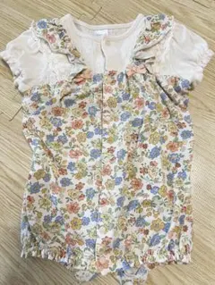 花柄ロンパース フリル付き　50 60 70
