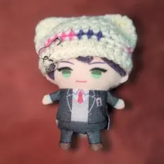 《白×紫ミックス》にじぱぺっと ぬい服 10cm 猫耳ニット帽 安全ピン ハート