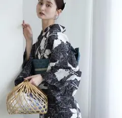 mideal 浴衣（帯付き） 浴衣 帯 着付け小物セット 花柄 ブルー - メルカリ