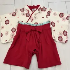 花柄袴ロンパース　女の子　70センチ