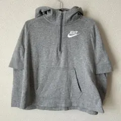 NIKE ナイキ 半袖パーカー M グレー フーディ スウェット レディース