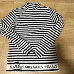 PEARLY GATES タートルネックシャツ 白黒ストライプ