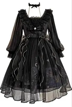 【2点セット】ゴスロリドレスとヘッドドレスセット