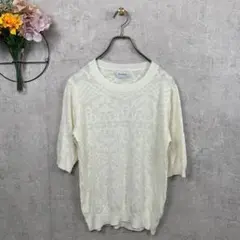 ディオスフロント Tシャツ カットソー 半袖 薄手ニット 透け感 Free