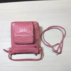 ピンク オーストリッチショルダーバッグ