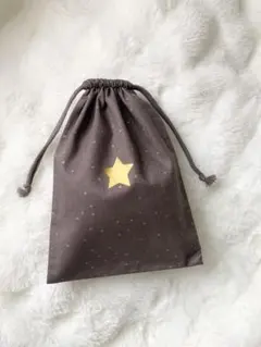 CHECK&STRIPE 星柄ブラウン　上履き袋　シューズケース　入園入学グッズ