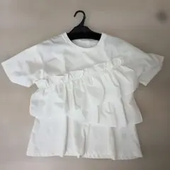 OPAQUE.CLIP★白フリルデザインTシャツ、Lサイズのサムネイル