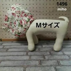 【犬用スヌードMサイズ】薔薇柄　 濃いめのピンク　白