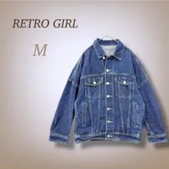 レトロガール デニムジャケット Gジャン オーバーサイズ M 綿100% 春秋
