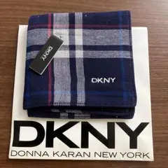 【新品 未使用】DKNY タオルハンカチ チェック柄 刺繍
