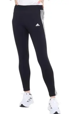 adidas ブラック スパッツ サイドストライプ レギンス ラインパンツ