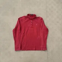 y2k 00s BURBERRY archive長袖ポロシャツ刺繍ロゴレッド　M