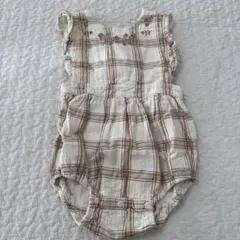 テータテート バースデイ チェック柄ロンパース