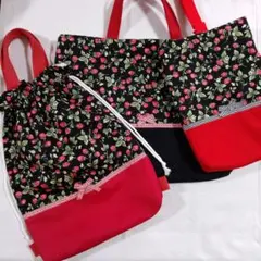 【1セット限定】入園入学3点セット いちご　リボンテープ　ハンドメイド