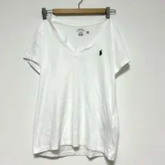 POLO RALPH LAUREN VネックTシャツ 白 M ワンポイント刺繍