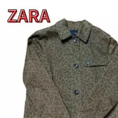 ZARA ザラ ヒョウ柄 トレンチコート グリーン レディース 緑 レオパ Ｓ