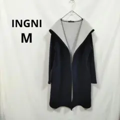 ✨️季節外れセール✨️【イング】フーディーコーディガン　M　紺　裏起毛　前開き