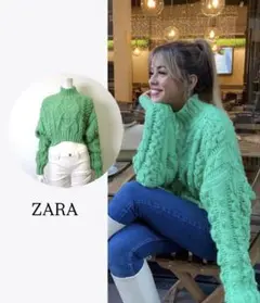 ZARA グリーン クロップド　セーター
