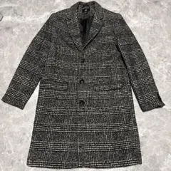 H&M チェスターコート ブラック・ホワイトチェック 48