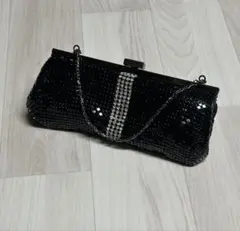 スパンコール黒クラッチバッグ