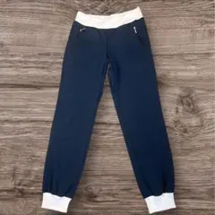 【美品】ルコックスポルティフ ジョガーパンツ ネイビー×ホワイト L