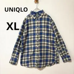 美品 UNIQLO メンズ XL ネルシャツ チェックシャツ　長袖　コットン