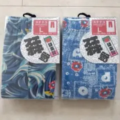 ミャクミャク ステテコ Lサイズ 波模様・赤花模様