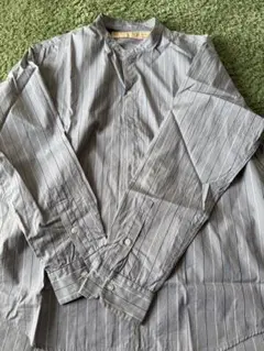 NANO universe ストライプ バンドカラーシャツ Lサイズ