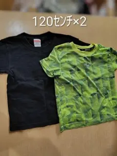 120cm Tシャツ 2枚セット 黒と緑