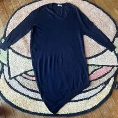 BALENCIAGAバレンシアガ紺Vネックニットワンピース32アシンメトリー