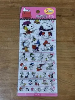 スヌーピー 5サイズ ステッカー 1枚（ピンク台紙）