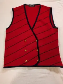 【秋冬用　Lサイズ】ベスト レッド ダブルボタン