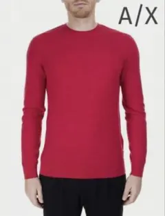 新品ARMANI EXCHANGE(A/X)カシミヤコットンロゴリブ編ニットSM