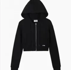 美品　Alo Yoga アロ　ブラック スウェット　クロップド　フーディ XS 美品 Alo Yoga アロ ブラック スウェット クロップド フーディ XS