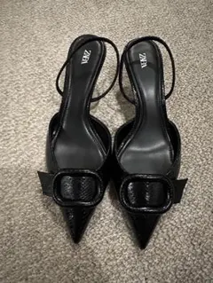 ZARA ブラック ポインテッドトゥパンプス 38(24.5cm) 未使用