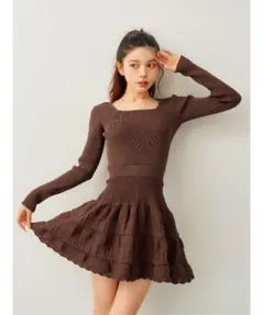 バルーンボーダーニットミニワンピース free ダーリッチ Darich