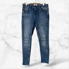 ザラ ダメージ加工スキニーデニムパンツ（L）カットオフ ストレッチ ジーンズ 下のサムネイル
