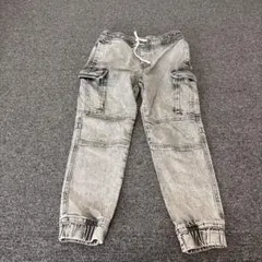 79グレー デニム カーゴジョガーパンツ UK 8-9Y