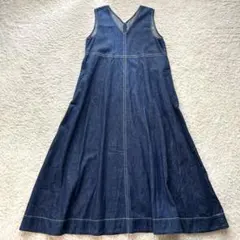 【スピックアンドスパン】テントライン Vネックワンピース　デニム　ノースリーブ
