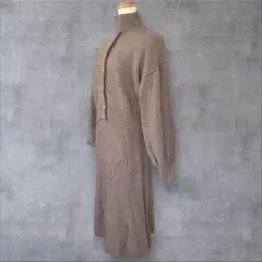 ★美品◆シップス◆手洗いOK カーディガン+リブワンピースセットアップBE