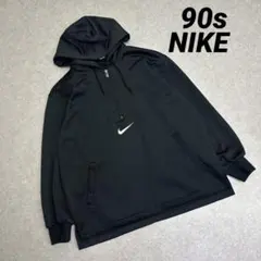 NIKE ナイキ ビッグスウォッシュ アノラックパーカー XL ブラック NIKE アノラックパーカー 刺繍ロゴ スウォッシュ ハーフジップ