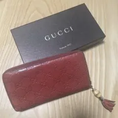 GUCCI シマレザー バンブー タッセル　長財布