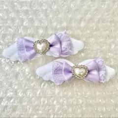 ハンドメイド ヘアリボン 紫 パープル 量産型 推し活