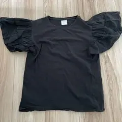 ZARA 黒 フリルスリーブ Tシャツ 11/12 152