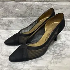 YSL イヴサンローラン メッシュ パンプス 黒 36 23cm
